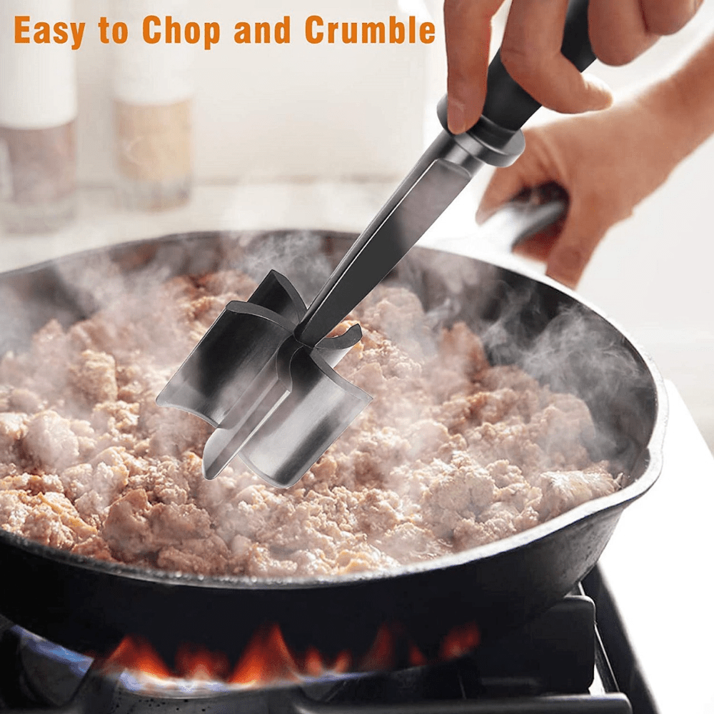 1pc Heat Resistant Meat Pounding Spatula And Chopper For Perfectly