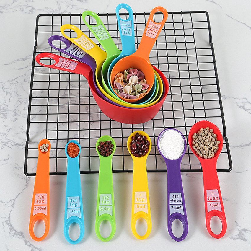 12 Pcs Plastic Measuring Cups & Spoons Set, For Baking And Cooking