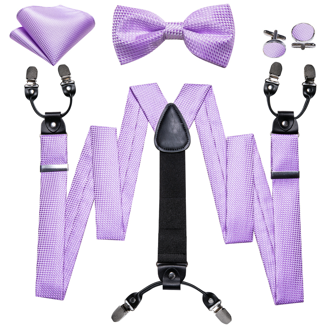 Barry Wang Plaid Cartoon Solid Suspenders Set