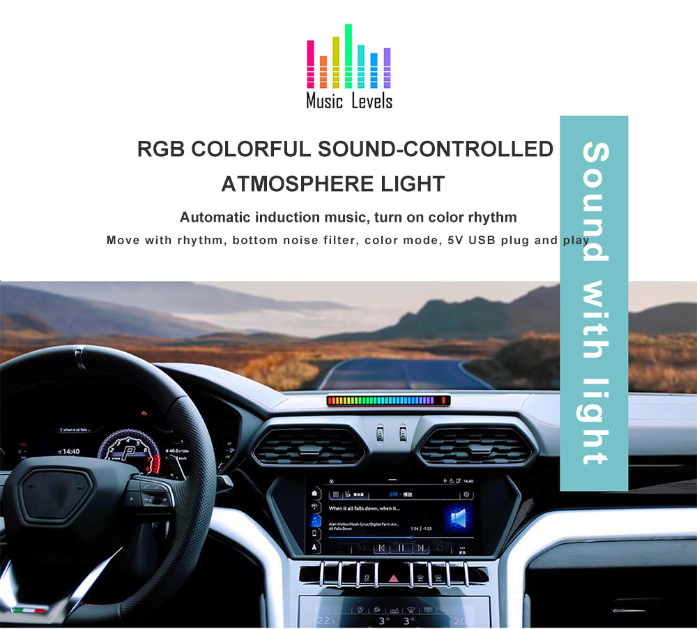 Auto Musica Spettro LED Ritmo Di Musica Equalizzatore 12V Multimedia  Dellautomobile Android Radio Interni Luce Atmosfera Lampade Da 30,49 €