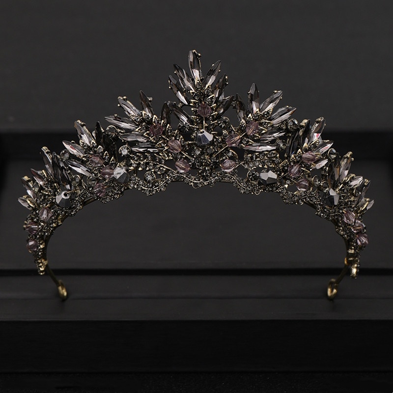 Diademi E Corone Cristallo Nero Barocco Vintage Donne Sposa - Temu Italy