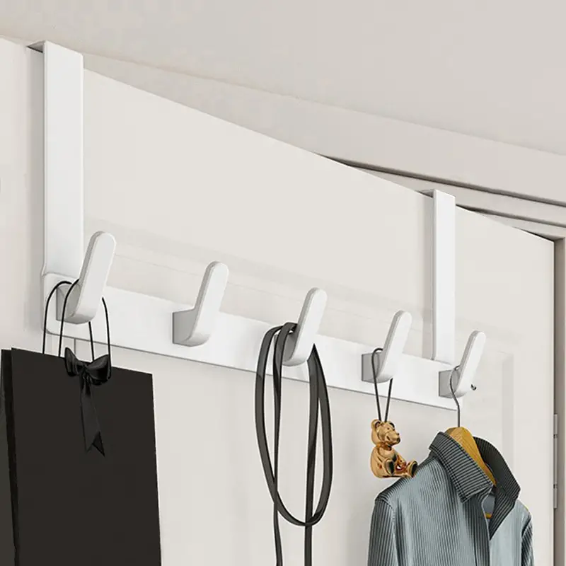 Over The Door Hooks Hanger Matte Black 5 Hooks, Upgraded Wide And Long Arms  - Heavy Duty Coat Rack For Hanging Clothes Hat Towel - Temu