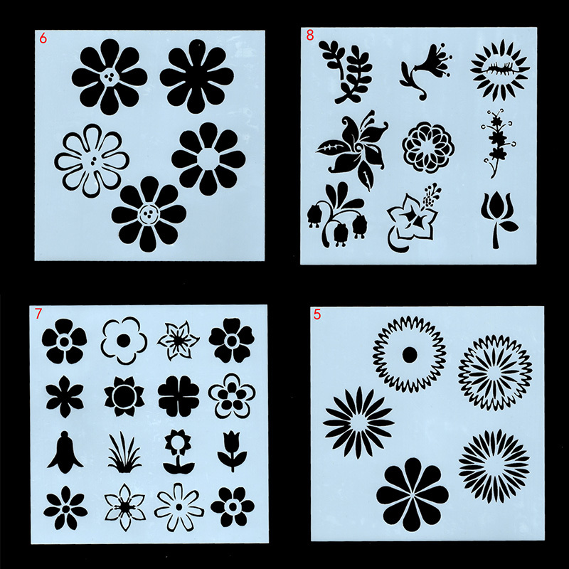  3 Pieces Stencil Template Painting Stencil Spring Summer  Template Reusable Drawing Stencil Template Set for Daily DIY Art Notebook  Wedding Card Scrapbook Home Decor, 3 Sizes (Flower Style) : Everything Else
