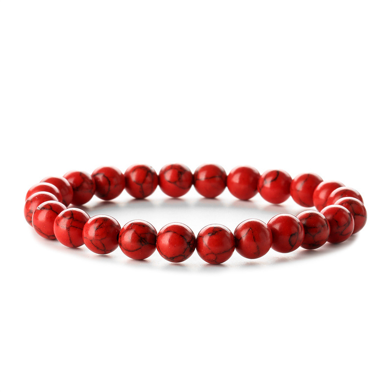 Red Tiger's Eye Stone Bead Bracelet - Talisa - Stretch Bracelet