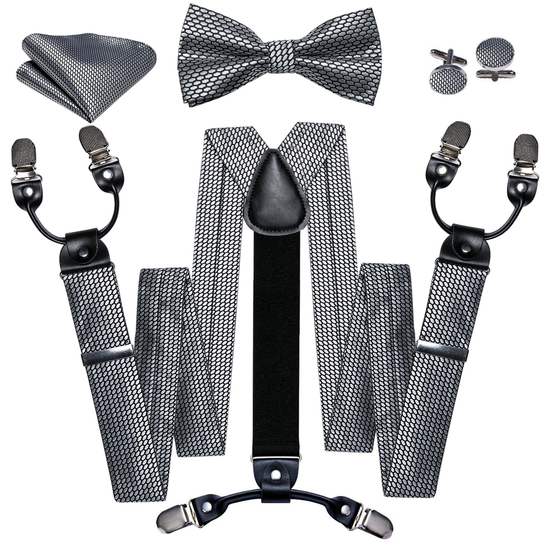 Barry Wang Plaid Cartoon Solid Suspenders Set