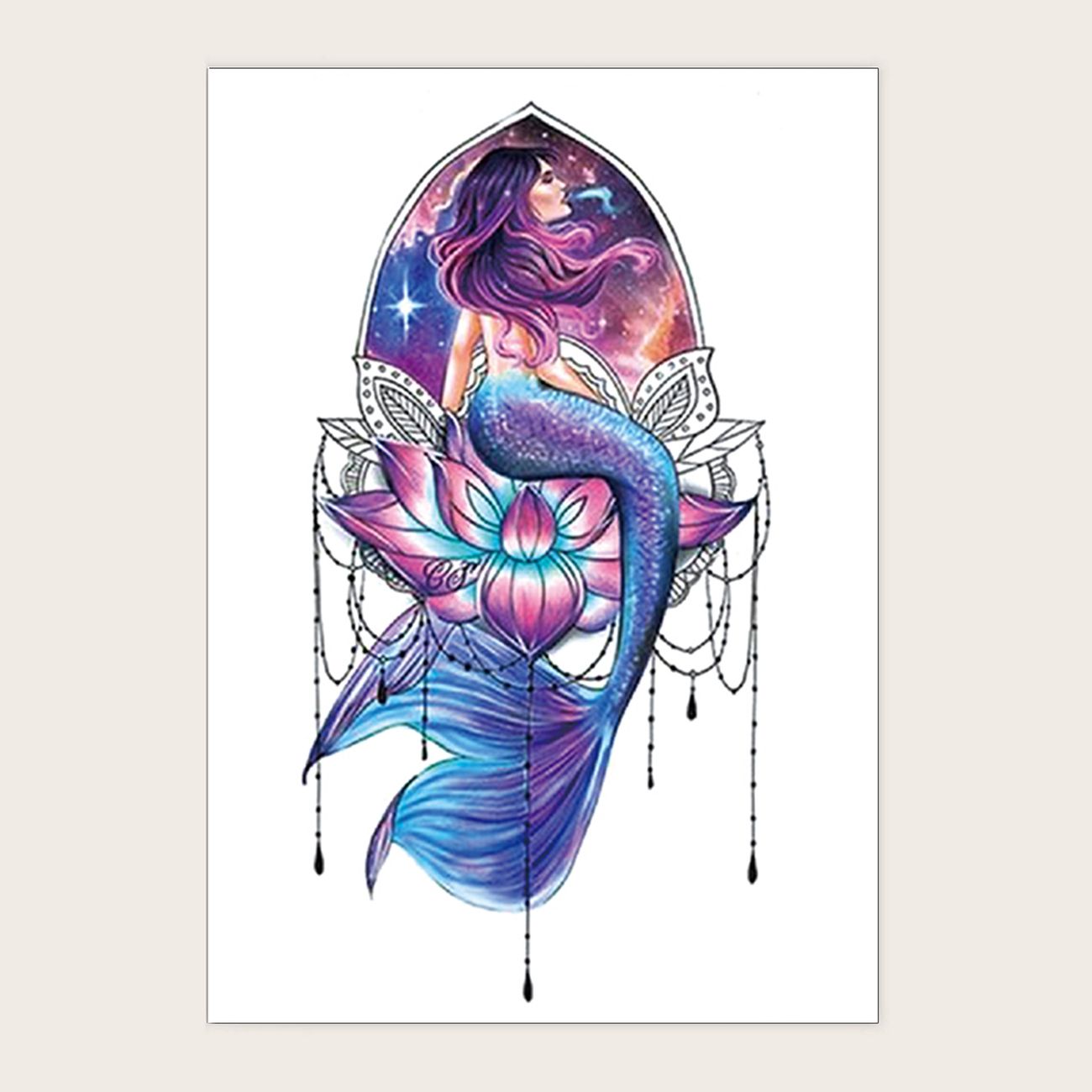 Colorful Temporary Tattoos Mermaid And Lotus Pattern Half Arm Body Tattoos  Stickers Lasting 2 5 Days Waterproof Realistic Tattoo Stickers For Adults |  Don't Miss These Great Deals | Temu