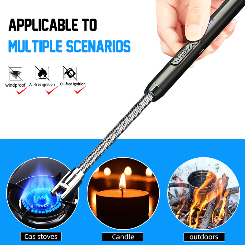 1pc Pulse Lighter With Rechargeable Usb 360 Electric Arc Bbq Lighter Usb  Windproof Lighter For Kitchen Outdoor Camping Picnic Dinner Gas Stove  Igniter Bbq Lighter With Double Switch Anti Touch With 19