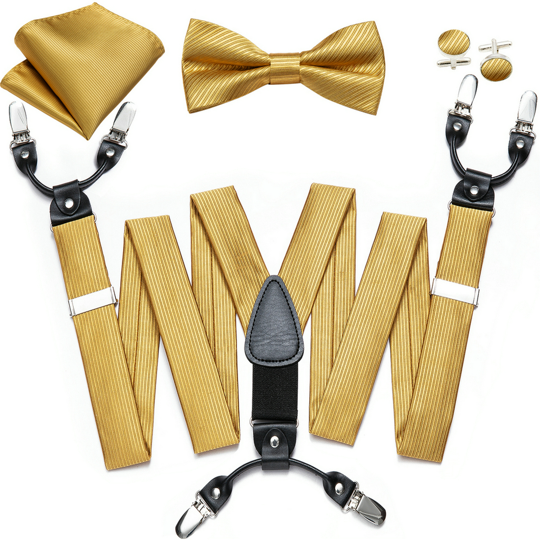 Barry Wang Plaid Cartoon Solid Suspenders Set