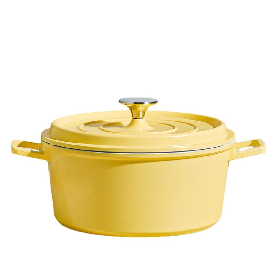 Enamel Cast Iron Dutch Oven With Lid - Perfect For Daily Cooking And Baking  - Durable And Stylish Kitchen Utensil - Temu