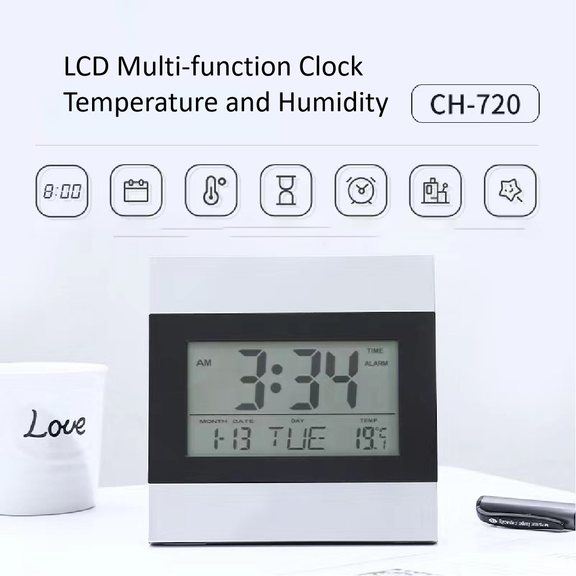 1pc Reloj De Mesa De Alarma Digital LCD Transparente - Temu Chile