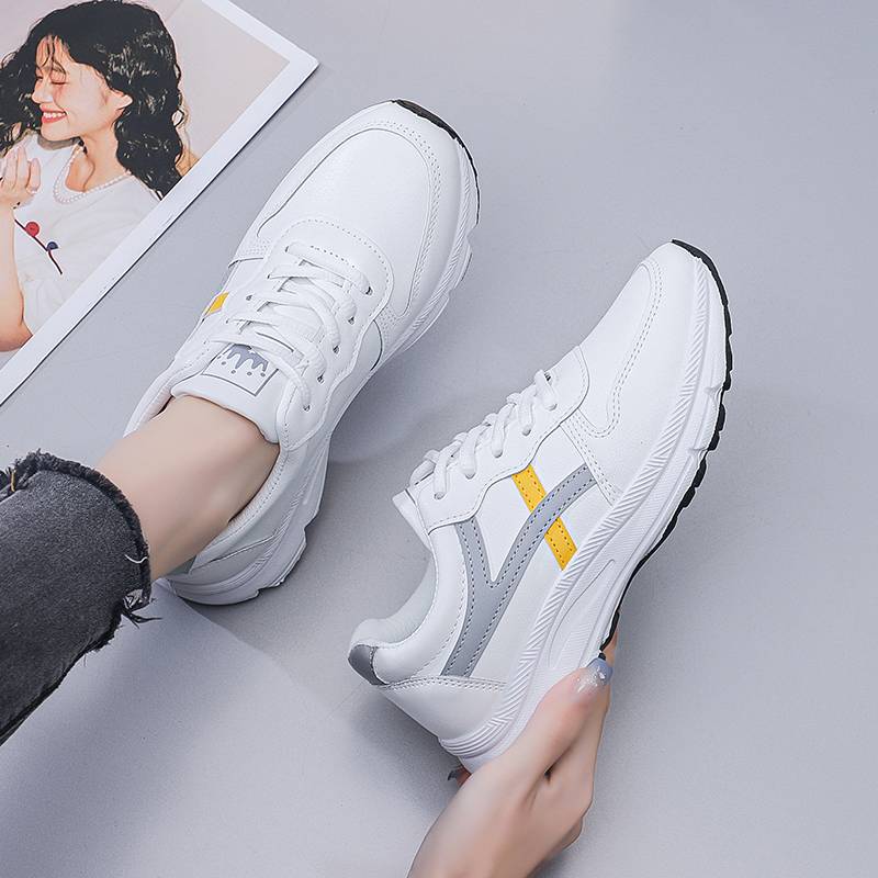 Women’s Faux Fur Lace-Up Trainers – Comfy Walking Outdoor Sneakers With Wedge Heel – UK 3-8