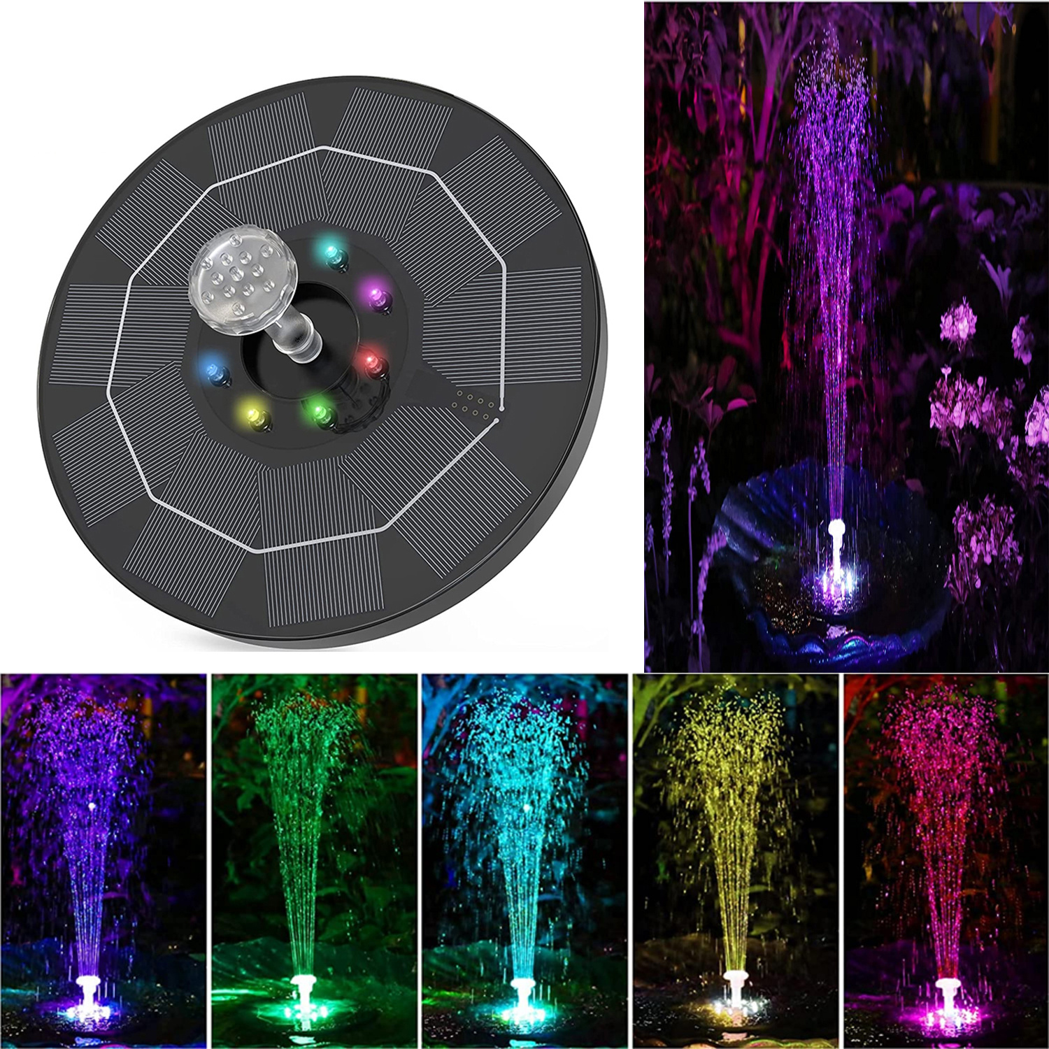 WJY 3W Fontaine Solaire Extérieure, Pompe Fontaine Solaire de LED