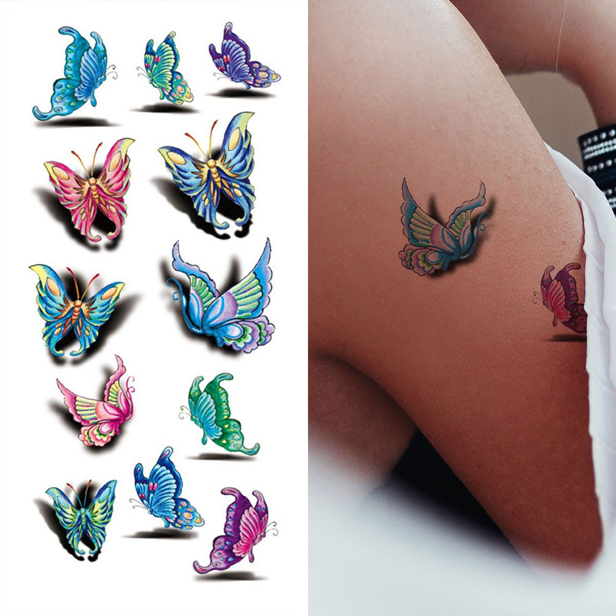 3d Texture Temporary Tattoos Butterfly Flower Body Arm Art Waterproof And  Lasting 3 7 Days Fake Tattoos For Women And Girls - Beauty & Personal Care  - Temu Canada