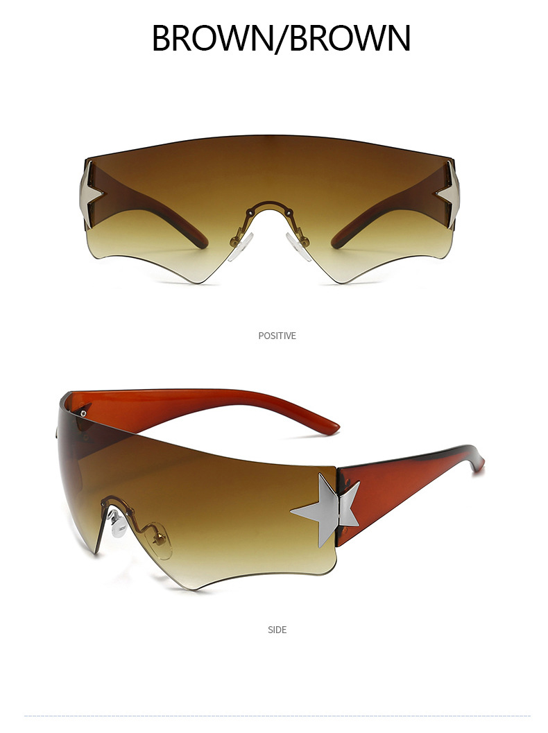 Rimless Y2k Sunglasses Wrap Around Stars Fashion Eyeglasses - Temu