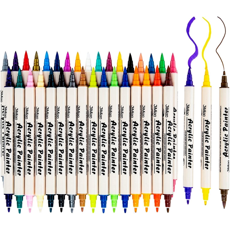 12 Colour Acrylic Paint Pens (Fine Tip) for rock painting, shoes
