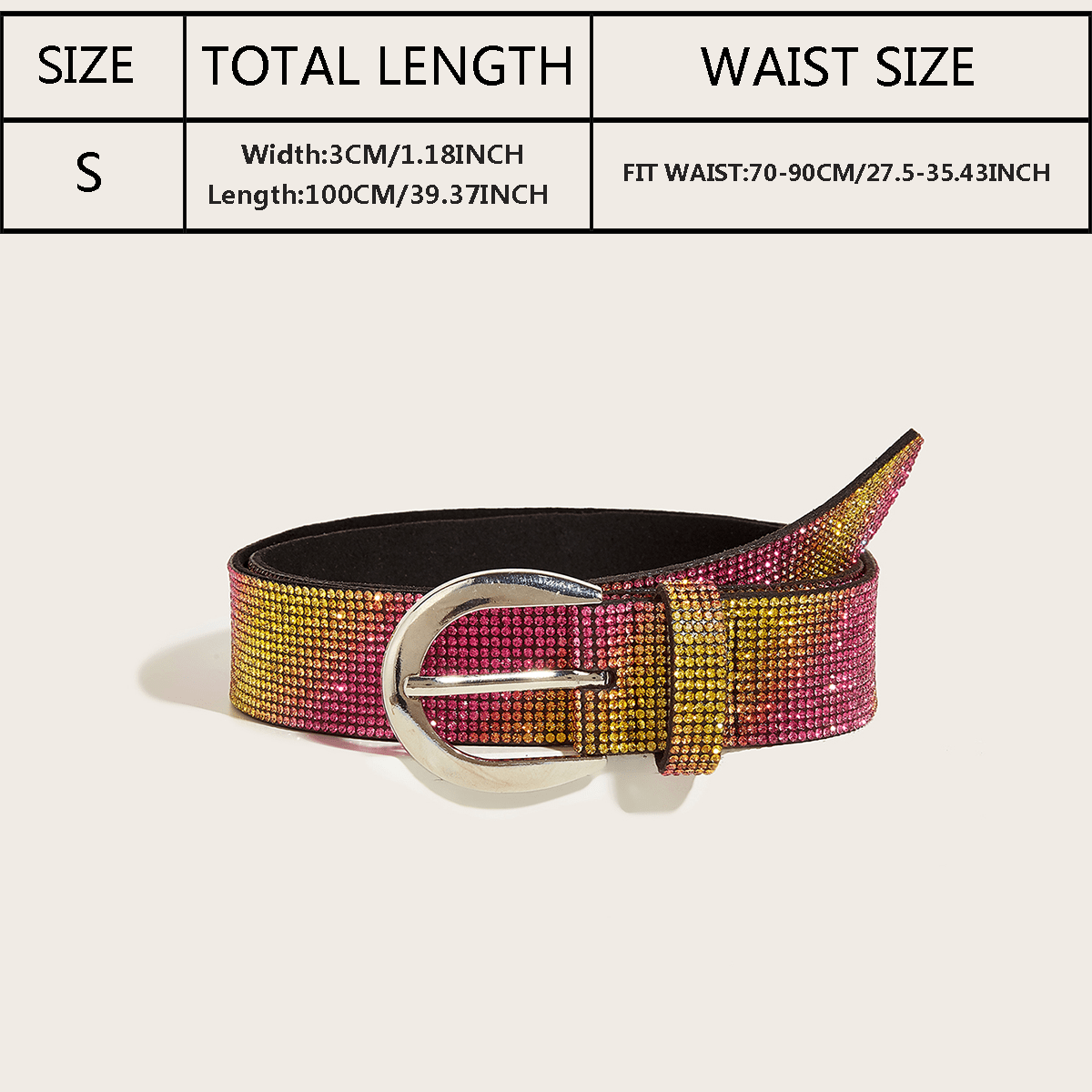 Beach Casual Punk Rhinestone Belt - Temu