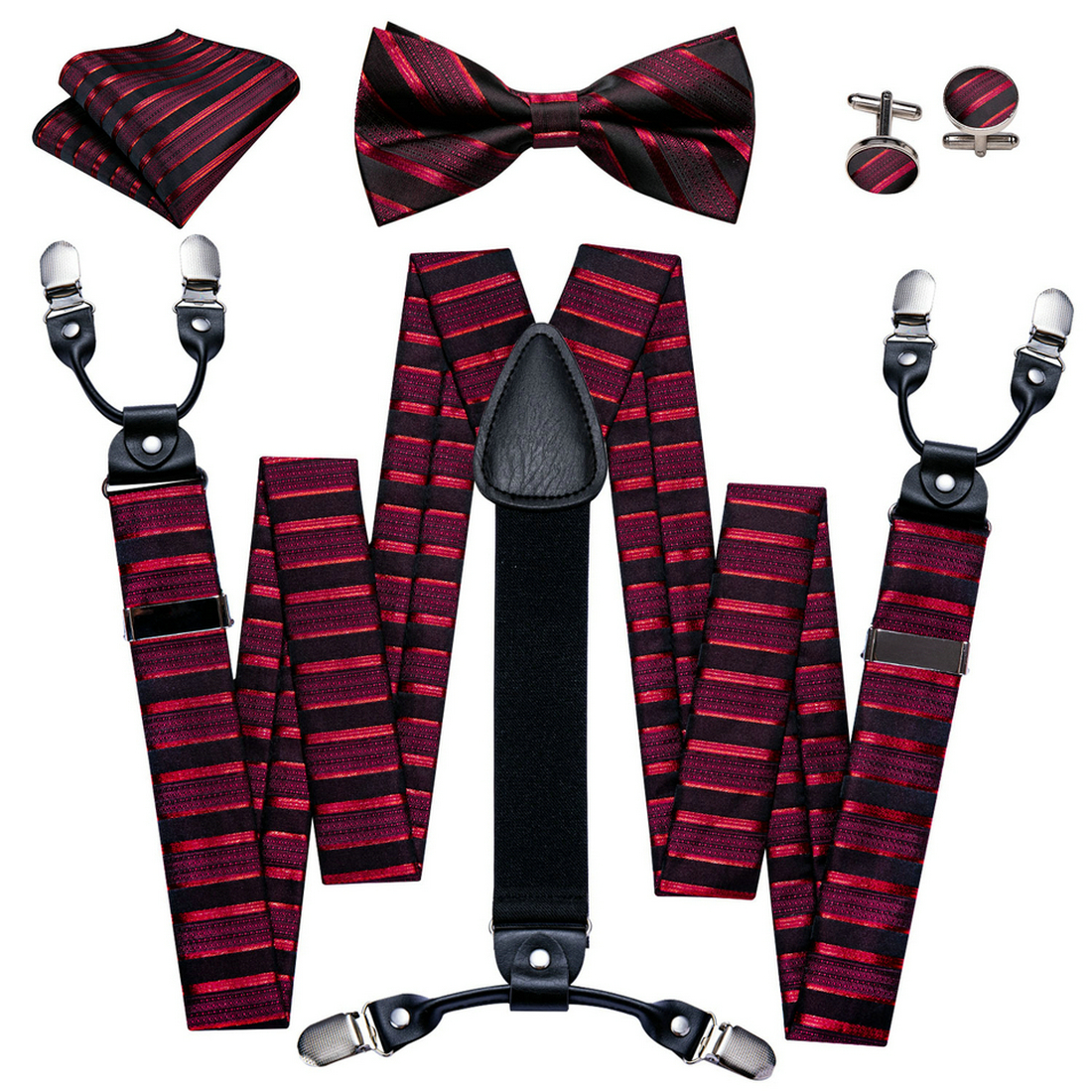 Barry Wang Plaid Cartoon Solid Suspenders Set