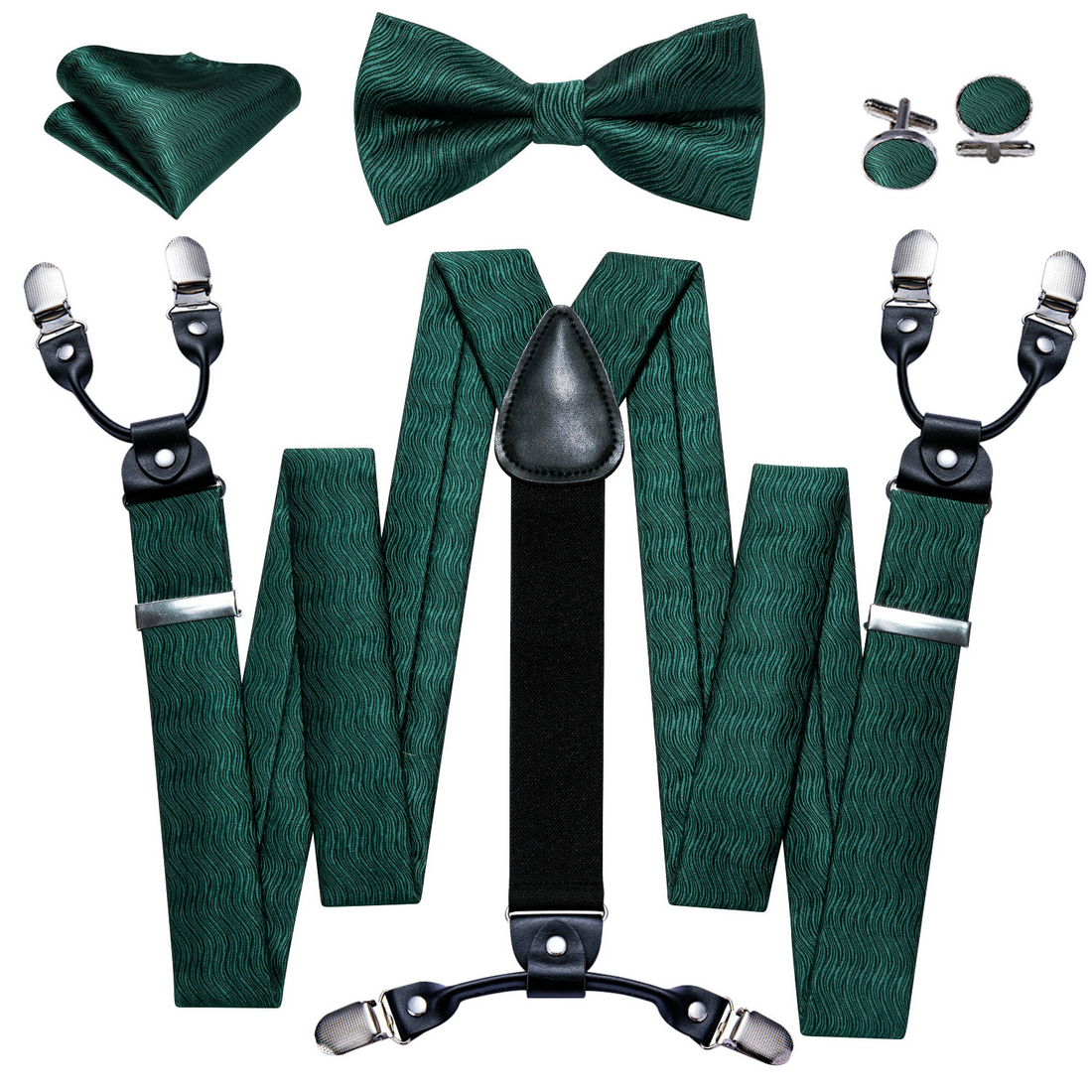 Barry Wang Plaid Cartoon Solid Suspenders Set