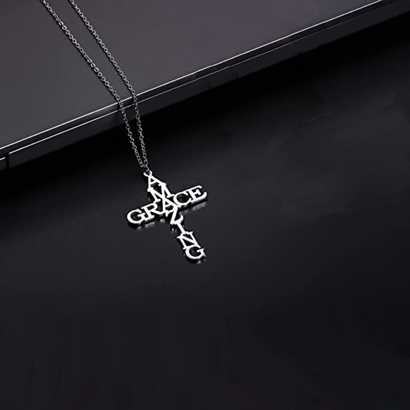 1pc Christian Cross Charm Necklace Men's Stainless Steel Religious  Artificial Jewelry * Fashion Necklace Birthday