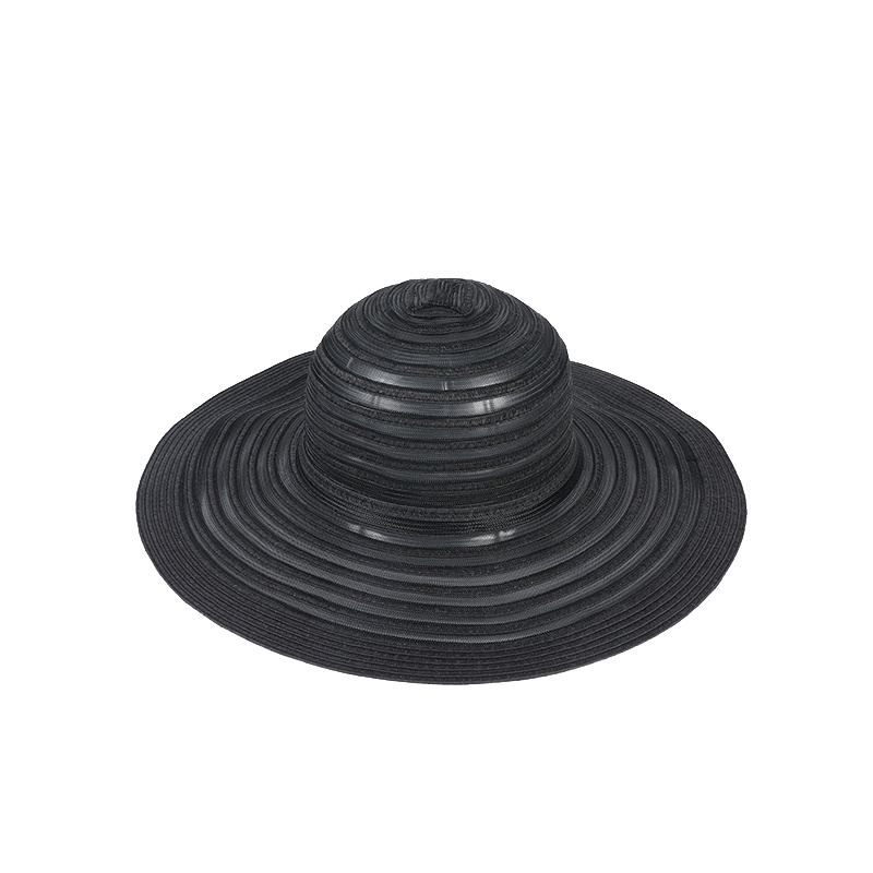 Adjustable Wide Brim Striped Hat Black Stripe