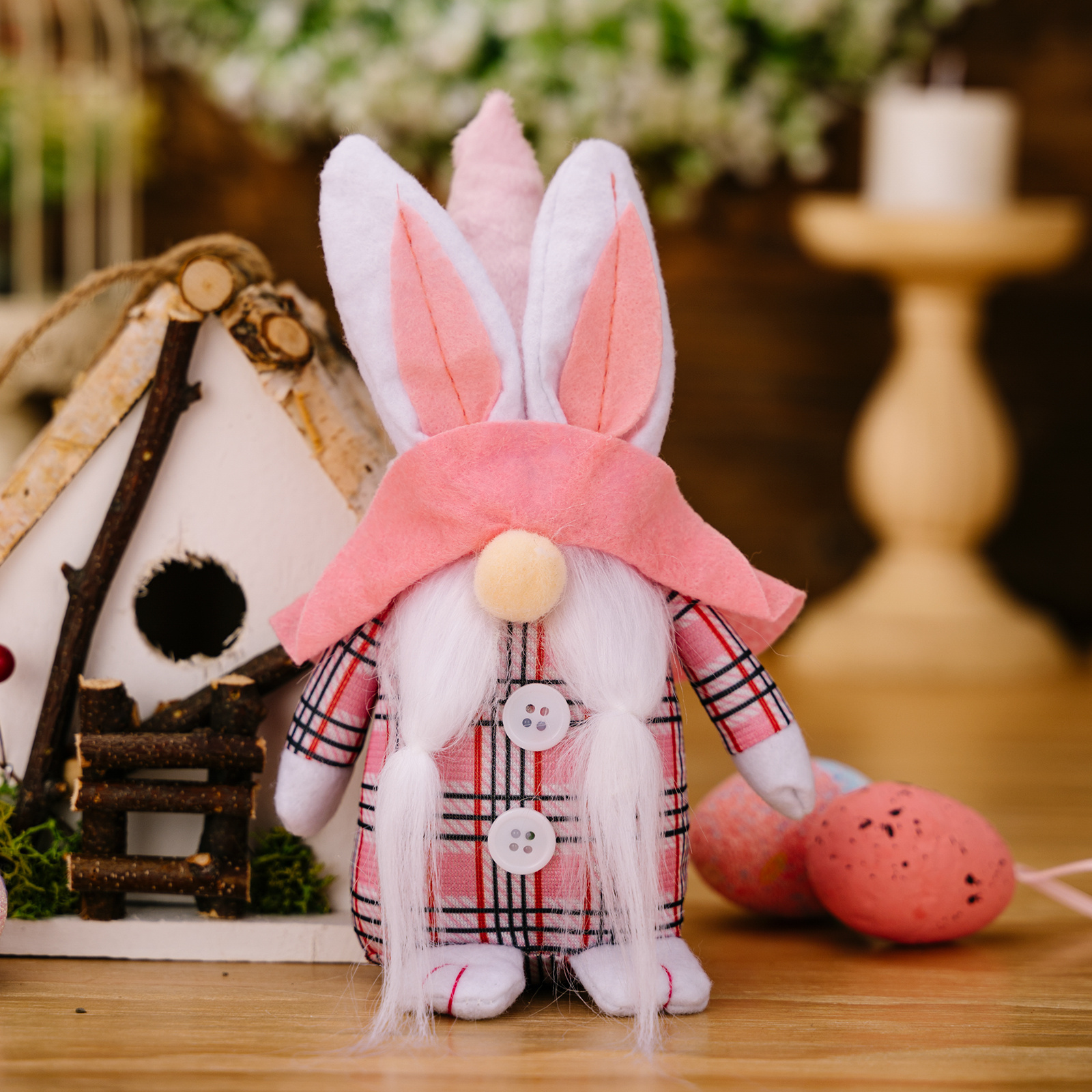 Ornements de gnomes de Pâques, poupées sans visage de garde porte-bonheur  de lapin faites à la main, poupée en peluche de gnome de lapin de Pâques