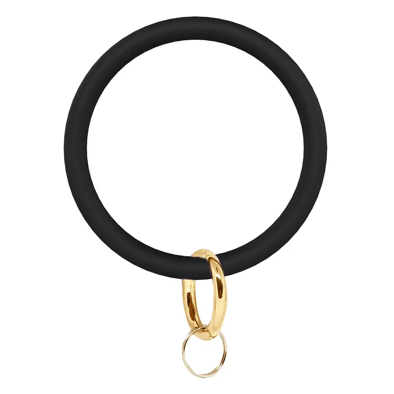 Silicone Key Ring Wrist Keychain Circle Bracelets Wristlet Key Ring Black for Women Valentine's Day Gift Household Goods Car Accessories,Temu