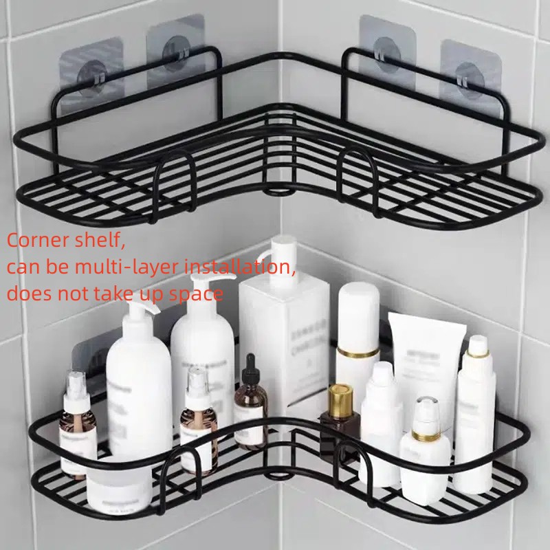 Bathroom kitchen Punch Corner Frame Shower Shelf Wrought Iron Shampoo —  wowporium