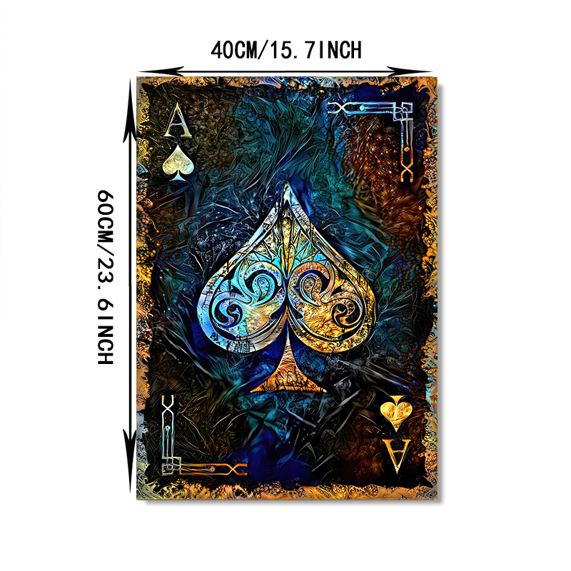 TEMU 1pc Affiche de carte Ace Of Spade Poker Cartes à jouer Art mural Peinture sur toile Impression Image Pour Salon Décoration de la maison Sans