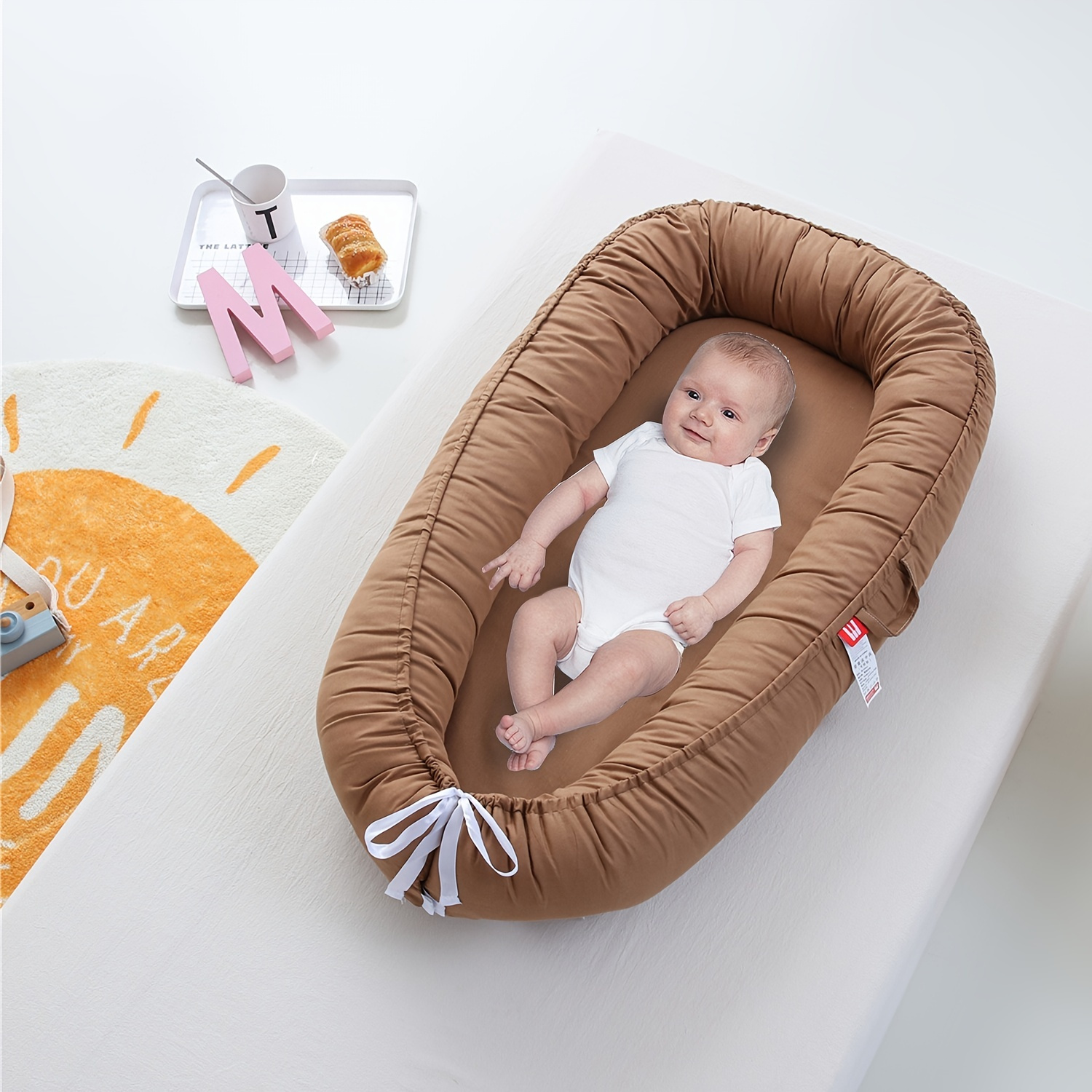 GIEFRNE Tumbona de bebé nido para bebé de 0 a 12 meses suave y transpirable  de algodón ajustable para recién nacidos asiento portátil para el suelo