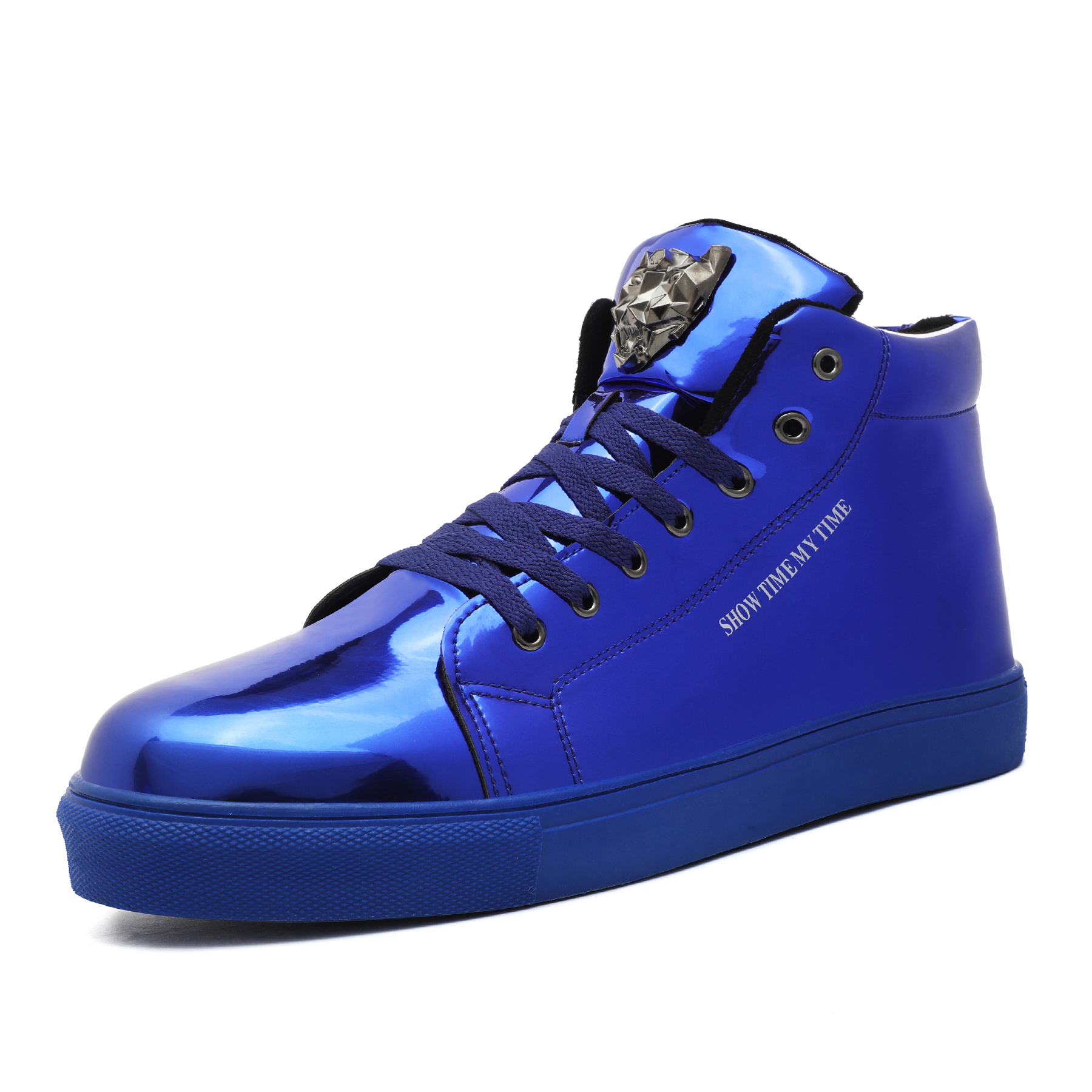 Mens Skate Shoes High Top Lace Up Ankle Boots With Shiny Metal