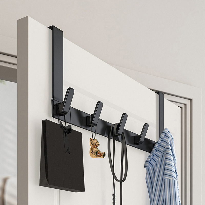1pc Over The Door Hooks Hanger Matte Black 5 Hooks, Upgraded 17 Wide And  7 Long Arms - Heavy Duty Coat Rack For Hanging Clothes Hat Towel