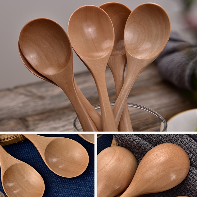 10 cucchiai di legno, cucchiai da tavola in legno naturale con manico lungo  per mangiare, mescolare, cucinare, forniture da cucina