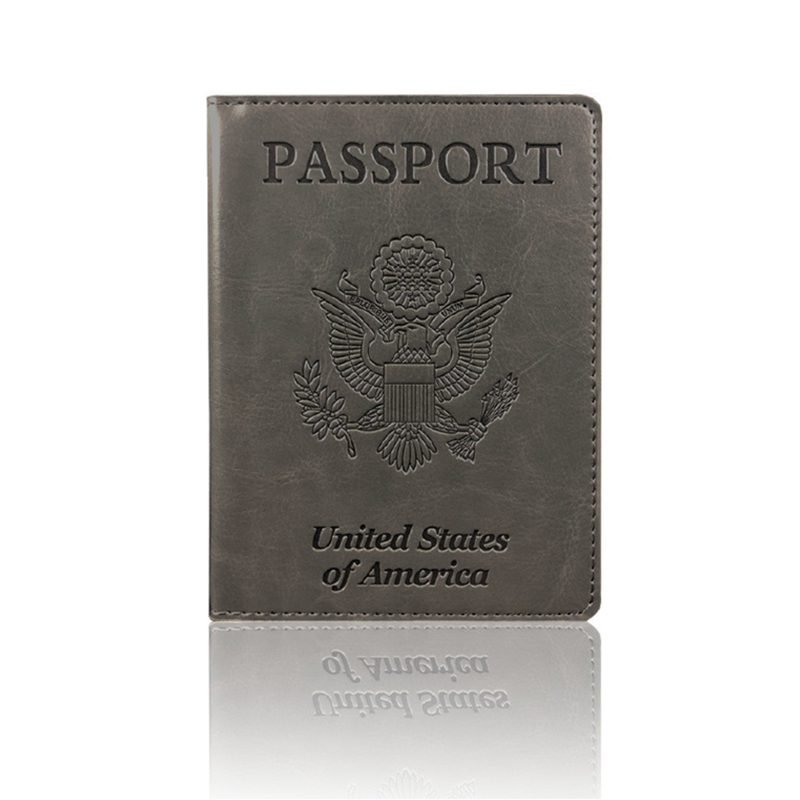 Black PU Finish Leather Passport Cover Holder