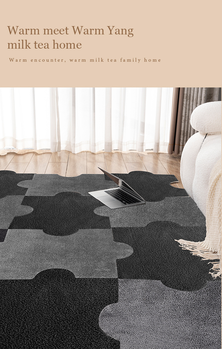 1pc, Thickened Microfibers Puzzle Floor Mat, Non-slip Living Room Sofa Full  Spread Patchwork Carpet, Machine Washable, Bedroom Room Patchwork Block