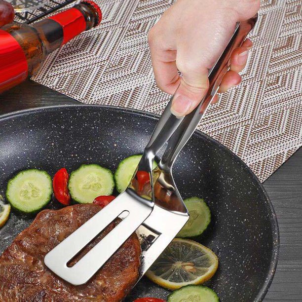 Stainless Steel Spatula Steak Clamp, 3-in-1 Cooking Tong, Double Spatula,  Multi-Function Food Flipping Spatula Tongs Clip With Tooth for Bread Eggs