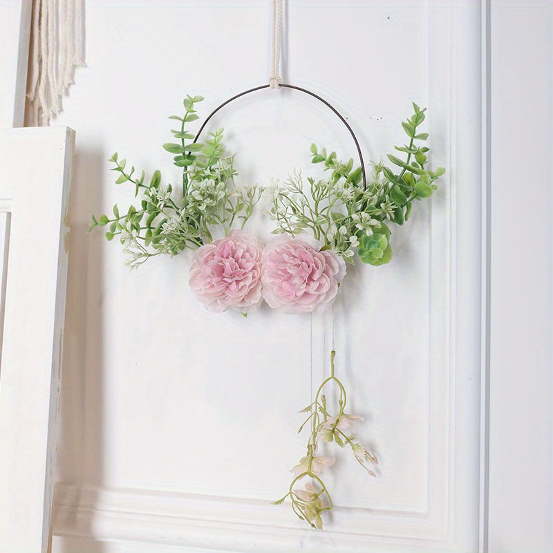 Floral Hoop Wreath Floral Metal Hoop Wreaths Artificial Temu