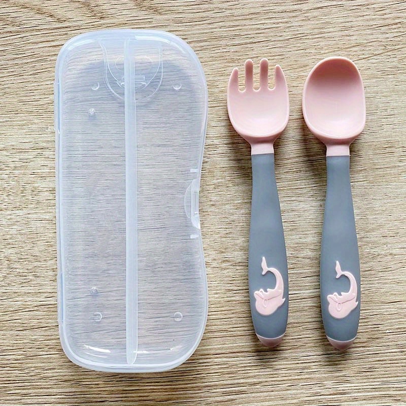 doddl Set de 2 utensilios, cuchara y tenedor para niños, aprende a usar  cubiertos enseguida, suministros para bebés, desde 1 año, Turquesa :  : Bebé