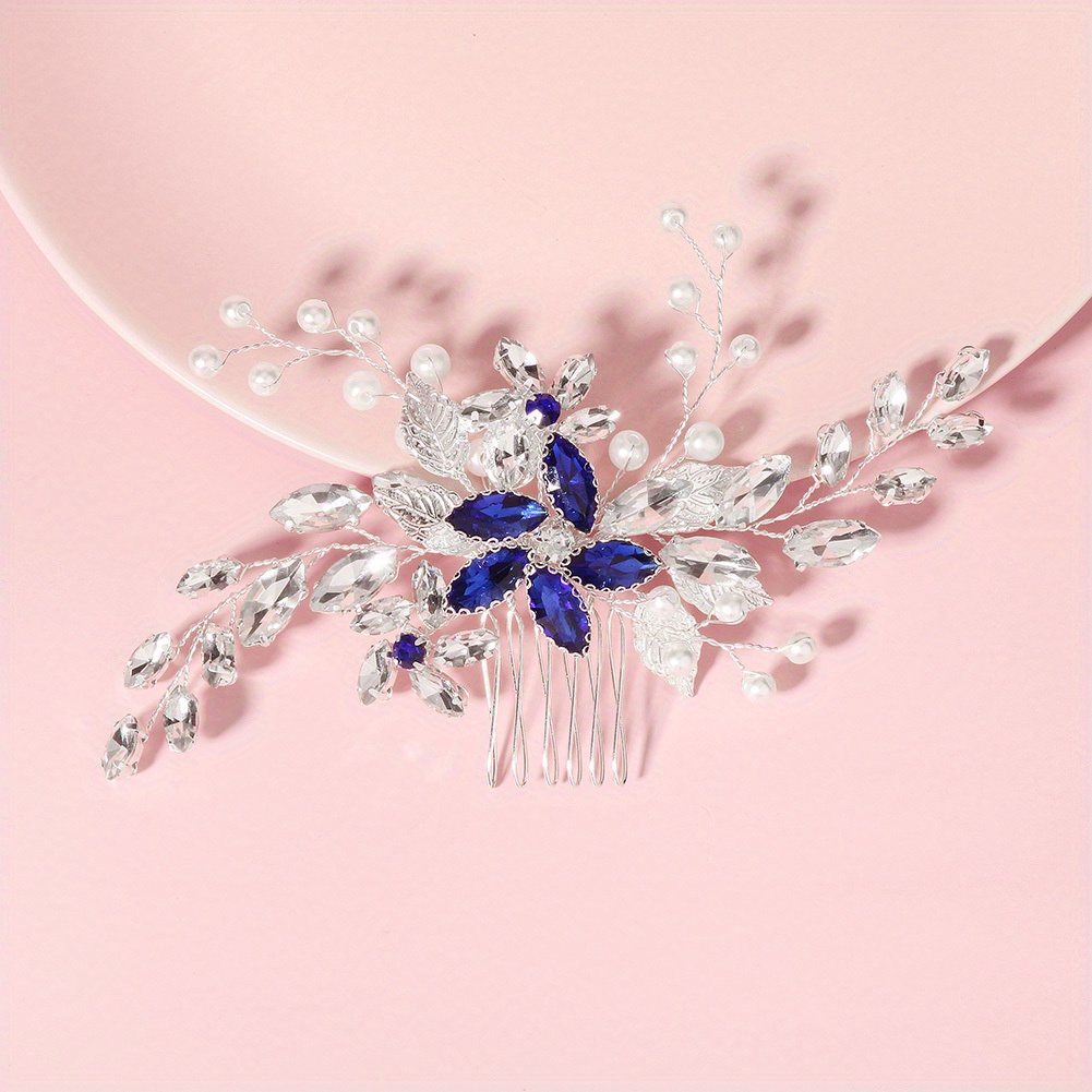 Bridal Hair Comb with Faux Pearl and Crystal Insert