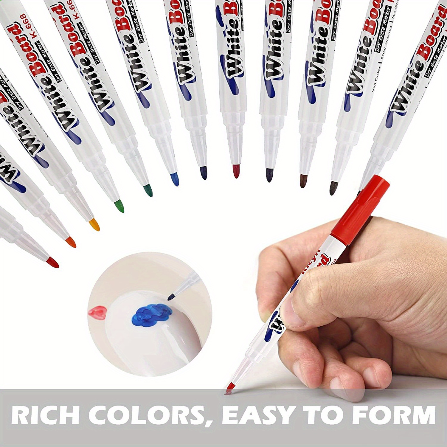 30Pcs Whiteboard Pen Can Be Erased Marker Pens Non-toxic Large