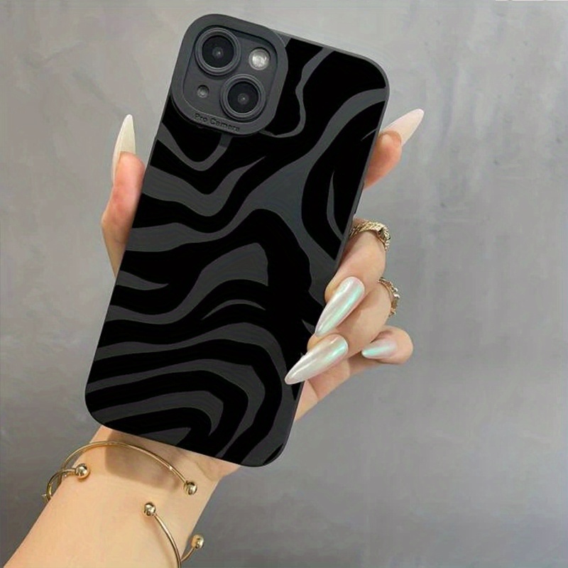 wave pattern print black silicone protective phone case anti fall protective phone case for iphone series gift for birthday easter boy girlfriends details 1