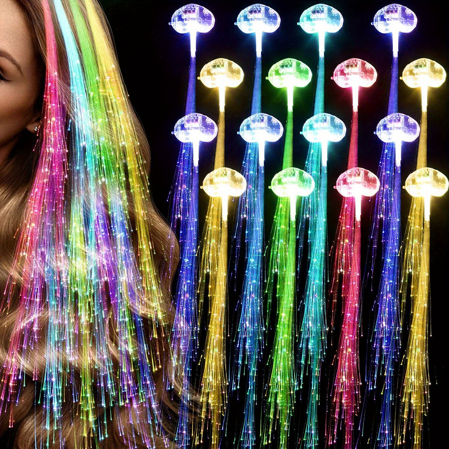 Led Light Hair Glow Fiber Optic Led Hair Clips Party Gifts Temu