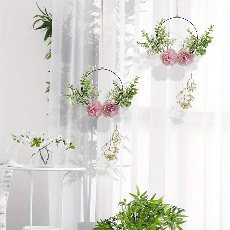Floral Hoop Wreath Floral Metal Hoop Wreaths Artificial Temu