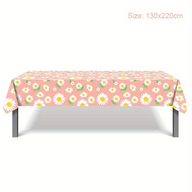 Daisy Flower Theme Disposable Tablecloth Perfect Weddings Temu