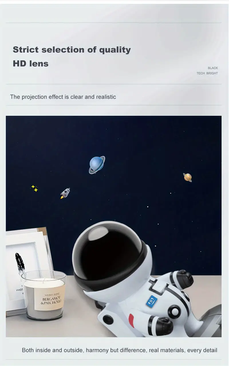 1pc modern astronaut starry sky projector adjustable nebula night light with remote star galaxy ambient light for bedroom gaming room home decor details 5