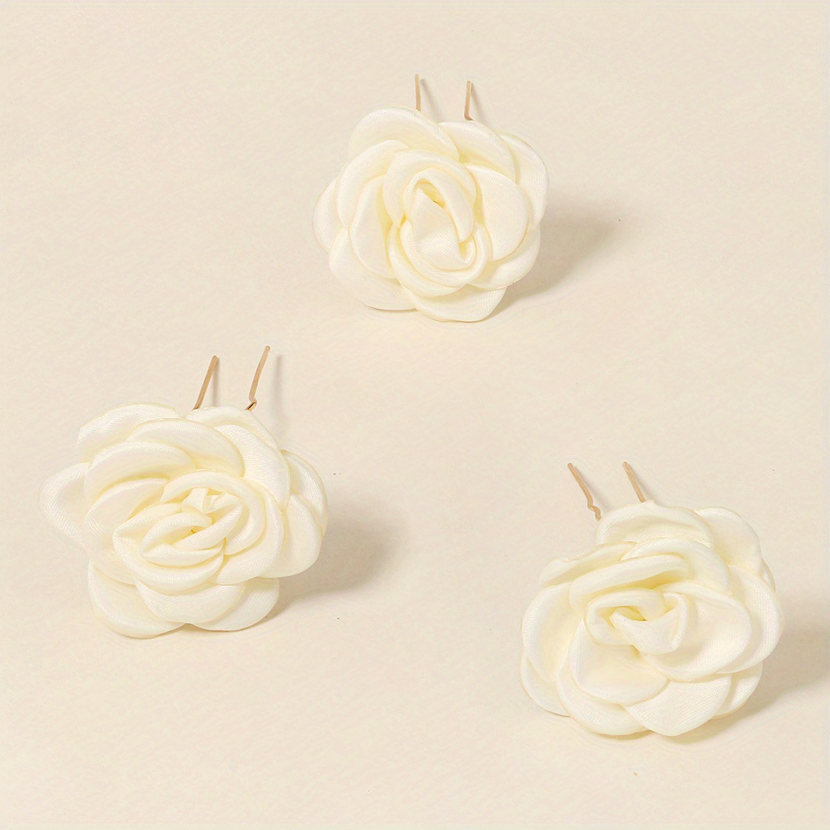 3pcs Rose Hair Pin Bridal Head Accessories U Shaped Hairpin