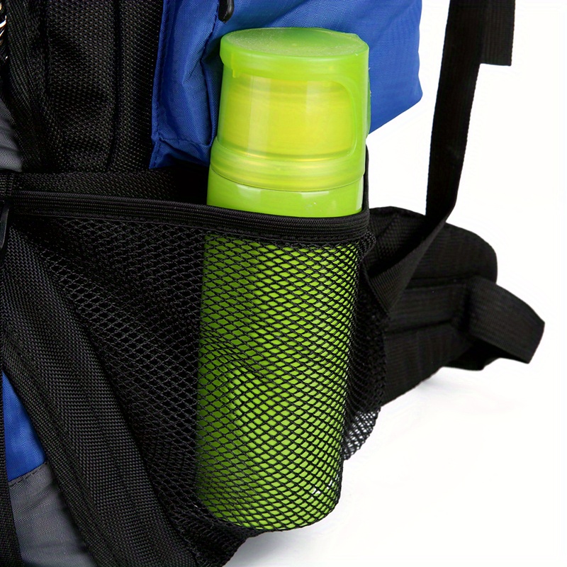 90l high capacity travel backpack durable polyester blue with black accents plaid pattern adjustable chest strap multiple pockets for camping hiking backpack for travel Product details 15