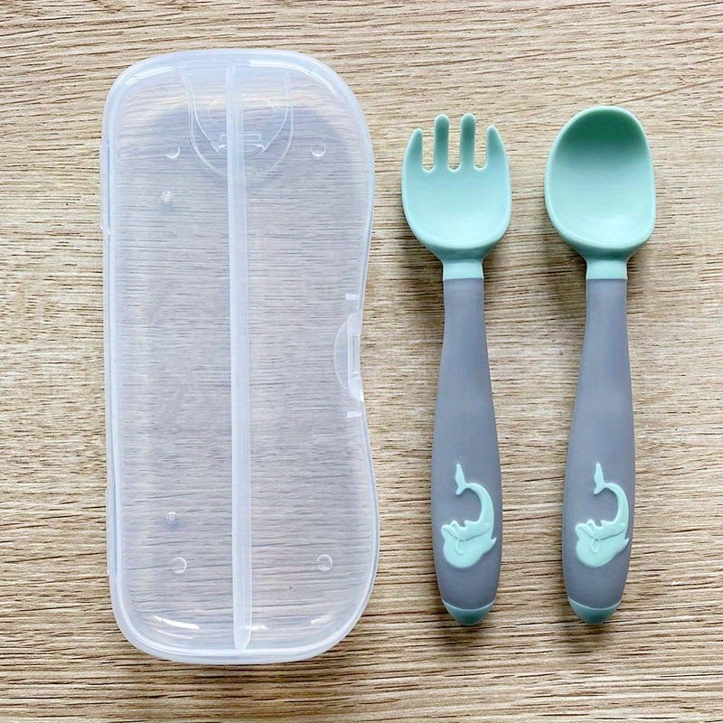 Wholesales Baby Kids Cutlery Utensils Products Feeding Training Silicone  Spoon Tableware Set Stainless Steel Spoons and Forks - China Spoon and Fork  Set and Stainless Steel & Silicone Spoon and Fork Set