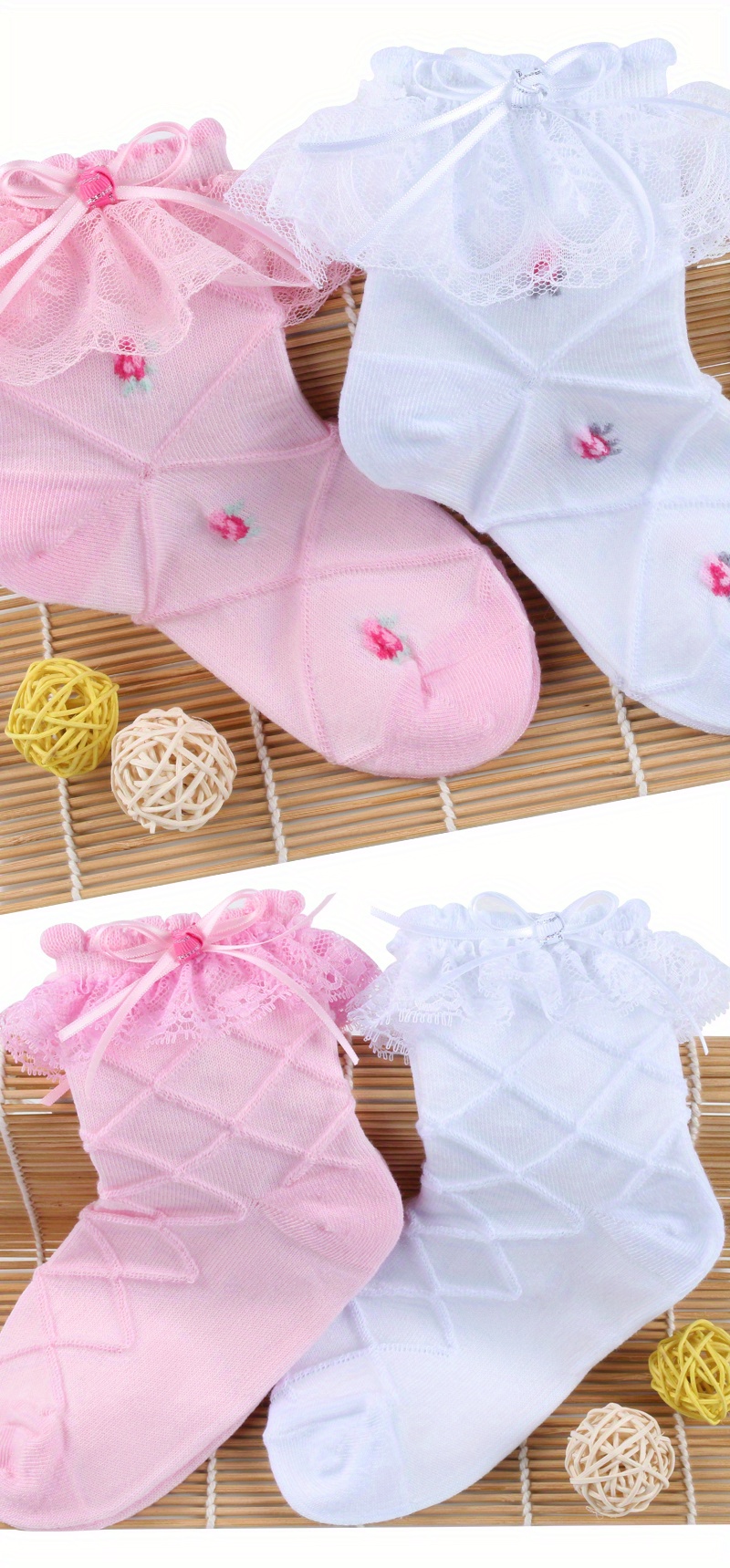 Jefferies Little Girls' TuTu Ruffle Lace Trim Turn Cuff Socks, 1 Pair