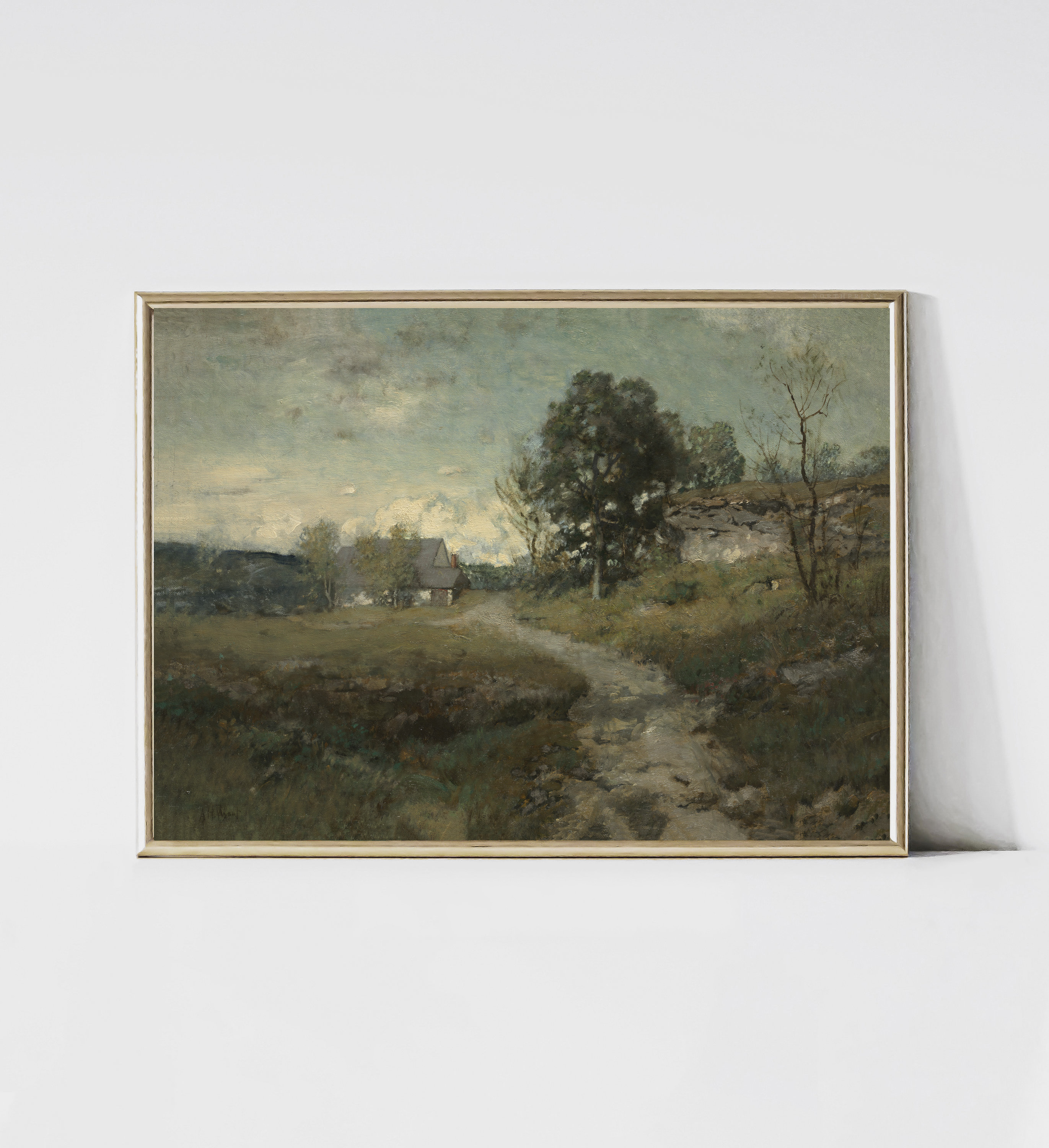 Canvas Wall Art, Autumn Landscape And Pool 1870s1880s Rustic Autumn