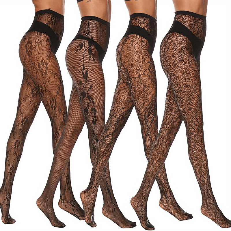 Sexy Lingerie Fishnet Black Pantyhose Tights Jacquard Stockings